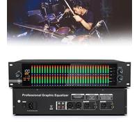 Professional 2-Channel Graphic Equalizer, 31-Band Stereo Graphic EQ with LED Light Display 10 Preset Effects & Automatic Noise Reduction Low/Mid/Treble Independent Adjustment for Recording Studio