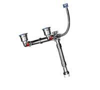 Professional 2 Compartment Sink Drainages Set Rusts Proof Metal Pipe Systems for Long Service Modern Basin Kitchen Drainage with Fast Drain Technology & Rust Resistance