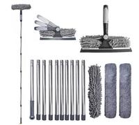 Professional 2-In-1 Telescopic Window Cleaner & Squeegee Kit - Extends Up To 4.3M For High Reach Glass & Solar Panel Cleaning