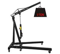 Professional 2 Ton Folding Engine Crane, Hydraulic Heavy Duty Stand Hoist Lift Jack with Foldable Frame and Wheels, 0-72inch Lift Range, Workshop Warehouse Moving, Repair, Maintenance Tool