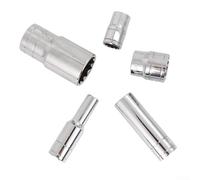 Professional 21mm Deep Socket Set Made From Heat Treated Chrome Vanadium Steel Featuring 12 Point Grip And Pin Hole Security For Heavy Duty Automotive Work And Home Diy Projects Silver Color Pair(A)