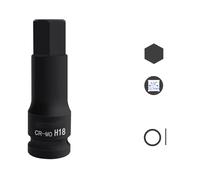 Professional 22mm Hexadecimal Bit Socket 1/2Inch Steel Designed for High Pressure and High Torques Environment CRMO Steel Socket