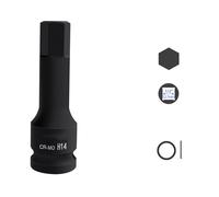Professional 22mm Hexadecimal Bit Socket 1/2Inch Steel Designed for High Pressure and High Torques Environment CRMO Steel Socket