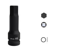 Professional 22mm Hexadecimal Bit Socket 1/2Inch Steel Designed for High Pressure and High Torques Environment CRMO Steel Socket