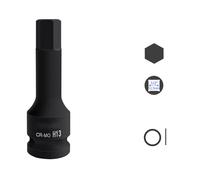 Professional 22mm Hexadecimal Bit Socket 1/2Inch Steel Designed for High Pressure and High Torques Environment CRMO Steel Socket