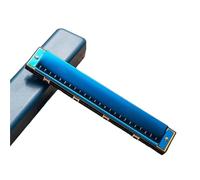 Professional 24 Hole Harmonica Playing Double Row C Key Polyphonic Folk Songs For Beginners(Blue)