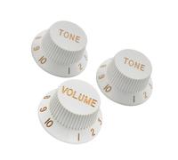 Professional 24 Tooth Tone And Volume Control Knob For Electric Guitar 2T1V Sets Guitar Knobs For Adult Beginners(White)