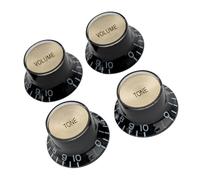 Professional 24 Tooth Top Cap Tone And Volume Control Knobs Suitable For Electric Guitars 2T2V Guitar Knobs For Adult Beginners(Bk w Gold)