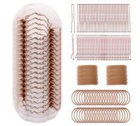 Professional 260PCS Dance Bundle - 50 U-Shaped Pins, 50 Bobby Pins, 100 Rubber Bands, 50 Mesh Hair Nets, 10 Ties for Competitions & Recitals, Light Brown 24inch