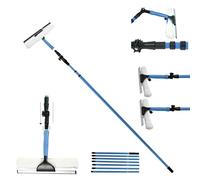 Professional 3.5M Window Glass Cleaning Kit Long Handle Soft Cleaning Mop with 3 hand-held Places Extendable Washing Kit for RV Boat Truck SUV Caravan Solar Panel House Siding, weep Snow