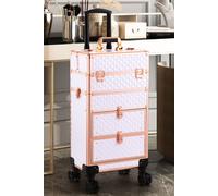 Professional 3-in-1 Makeup Trolley Large Beauty Cosmetics Vanity Organizer Rolling Case Living and Home White One Size