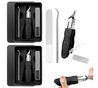 Professional 3-in-1 Pedicure Clipper Set, Three Sets of Eagle Beak Beveled Nail Clippers, Premium 3-Piece Eagle Beak Nail Clipper Set, 25 Degree, Anti-Splash Slanted, for Seniors Thick Nails (2 Sets)