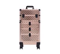 Professional 3-in-1 Rolling Makeup Case Cosmetic Trolley, Rose Gold