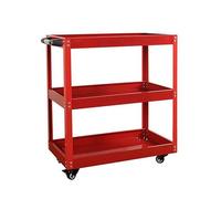 Professional 3-Level Trolley, Workshop Garage Tool Trolleys on Wheels Heavy Duty, Mechanics Tools Storage Cart with Aluminium Handle Red