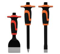 Professional 3-Piece Masonry Chisel Set with Bi-Material Handle (300 mm/250 mm) - Hand Protection for Bricks/Stone