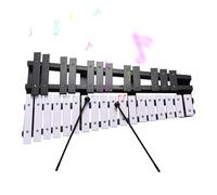 Professional 30 Note Glockenspiel Xylophone Instrument Foldable Portable Lightweight Wooden Frame 5mm Thick Aluminum Bars Percussion Musical Instrument with Carrying Bag 2 Mallets (BlackWhite)