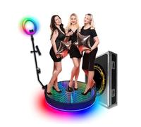 Professional 360° Photo Booth for Party & Wedding, Includes Flight Case, Ring Light, Free Custom Logo, 1-7 People Stand, Automatic Slow Motion Spin Photo Camera Booth