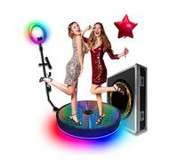 Professional 360° Photo Booth for Party & Wedding, Machine, with Software for Parties with Ring Light, Free Logo Customization,1-7 People Stand, Automatic Slow Motion Spin Camera Video Booth