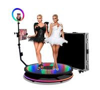 Professional 360° Photo Booth for Party & Wedding, Rotating Selfie Cabin, Photobooth Machine Automatic Spin, with light ring and adjustable camera stand, Slow Motion Video Selfie Platform