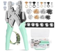 Professional 3mm & 5mm Eyelet Punch Pliers Kit with 160pcs Grommets Heavy Duty Rivet Setting Tool Complete Grommet Tool Kit with Silicone Grip for Leather Fabric Signs Banners DIY Craft Projects