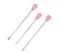 Professional 3Pcs Nail Art Stirring Rod Spatula Set - Stainless Steel Mixing Tools for Nail Polish, Glitter, and DIY Decorations, Rose Red (Rose Red)