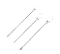 Professional 3Pcs Nail Art Stirring Rod Spatula Set - Stainless Steel Mixing Tools for Nail Polish, Glitter, and DIY Decorations, Rose Red (Transparent)