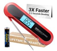 Professional 3X Faster 0.5sec Instant Read Meat Thermometer Digital, High Accuracy ±0.5°F, IP67 Waterproof, Auto Wake/Sleep & Rotate Display, NSF & NIST Certified, Backlight Fry Oil Candy Thermometer