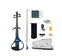 Professional 4/4 Electric Violin/Fiddle Set Solidwood Body Ebony Fittings W/Tailpiece Tuning Pegs Chin Rest Fretboard Blue