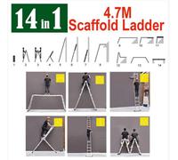 Professional 4.7M/15.4Ft 14-In-1 Aluminium Combination Ladder