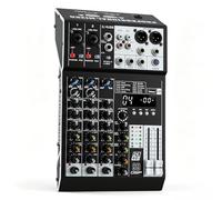 Professional 4-Channel Audio Mixing Console with 99 DSP Effects, Bluetooth & USB Playback, 48V Phantom Power & PAD Button - Ideal for Live Performance, Karaoke, DJ Events & Studio Recording, Black
