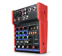 Professional 4-channel DJ Mixer with Bluetooth USB Recording Home Computer Small Live Sound Card Reverb Audio Mixer for Party Studio