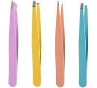 Professional 4 Pcs Eyebrow Tweezers Set,Stainless Steel Tweezers for Women and Man,Precision Plucker Tweezer for Ingrown Hair Removal Eyelash Extension Eyebrows Plucking(4Colours)