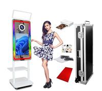 Professional 40" Magic Mirror Photo Booth with Tray and Printer,21.5'' Touch Screen Photobooth Machine for Taking Selfies,Social Media Sharing,Wedding (White, with Printer)