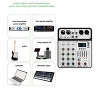 Professional 4Input Portable Sound Mixer For Live Sound Home Studio MultiDevice Connectivity Headphone Interfaces