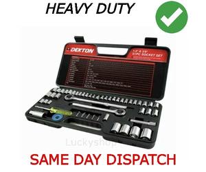 Professional 52pc 1/2" & 3/8" socket driver set metric imperial ratchet bolts UK