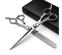 Professional 6/7/8 inch Hairdressing Scissors Japanese 440C Cobalt Alloy Steel Hair Shears for Barbers Cutting Thinning (7 inches, 2 Pieces-B)