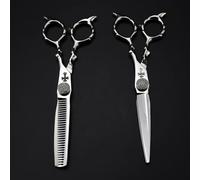 Professional 6 Hair Cutting Scissors - 440c Barber Shears for Precision Cutting & Thinning - Durable Silver Hairdresser Tools - Salon Quality Scissors (Set B) Set B