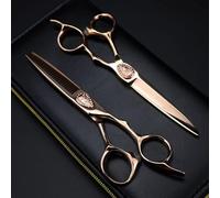 Professional 6 Hair Cutting Scissors - 440c Steel Rose Gold Barber Shears, Thinning Shears for Hairdressers, Precision Hair Cutting Tools, Salon Quality Set with Bag B