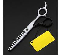 Professional 6 Hair Cutting Scissors - Japan 440c Steel Thinning Shears with 12 Teeth - Silver Barber Hairdressing Tools for Precision Cuts and Styling White