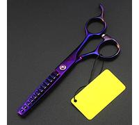 Professional 6 Hair Cutting Scissors - Japan 440c Steel Thinning Shears with 12 Teeth - Silver Barber Hairdressing Tools for Precision Cuts and Styling Purple