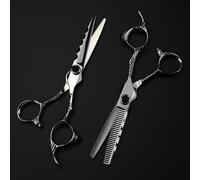 Professional 6 Inch Hair Cutting Scissors - Japan 440c Steel Barber Shears for Thinning & Texturizing - Upscale Gem Wave Design for Hairdressers Set