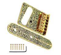 Professional 6 String Roller Saddle Bridge Control Plate with engraved decorative patterns to allow electric guitar strings to pass through the bridge
