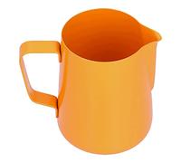 Professional 600ml Stainless Steel Milk Frothing Pitcher Barista Grade Coffee Frother Jug with Ergonomic Handle for Latte Art at Home Durable 304 Steel PTFE Coated (Orange)