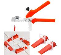 Professional 601-Piece 2mm Tile Levelling System Kit - 400 Upgraded 2mm Spacers, 200 Reusable Wedges & 1 Plier for Floor & Wall Tiling DIY Projects