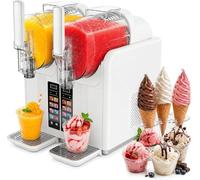 Professional 7-in-1 Soft Serve and Slush Machine, Intelligent Ice Cream Maker with 2 Containers & Touch Display, Electric Ice Cream Maker for Catering, Kitchen and Parties(White)