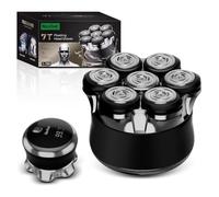 Professional 7D Head Shaver for Bald Men IPX7 Waterproof Wet & Dry Electric Razor with USB-C Fast Charging, LED Display & Rechargeable Grooming Kit