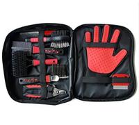 Professional 8 Piece Grooming Kit for Dogs or Cats-Pet Grooming Accessories Set with Fluffy Comb, Knotting Comb, Foldable Bowl, Nail Clippers, File, Forked toothbrush, Cosmetic Shears, Shower Puff