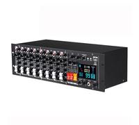 Professional 9-Channel Rack Mount Audio Mixer with Digital Display, MP3/USB Input, Bluetooth, DSP Effects, and 48V Phantom Power for Broadcast and Studio Use