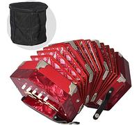 Professional Accordion Concertina With 20 Buttons, With Carrying Bag And Adjustable Hand Strap, For Daily Practice Stage Performance(Red)