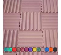 Professional Acoustic Foam Panels - Wedge Style 12x12x2” Tiles - 4 Pack - Studio Foam for Sound Dampening - Soundproofing Foam for Walls and Ceilings (Rosy Beige Color)